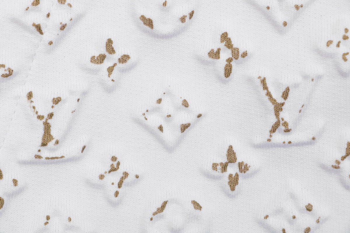 Louis Vuitton White Ink-Splatter Embossed Monogram Zip-Up Hoodie