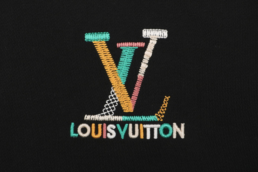 Louis Vuitton Black Multicolor Monogram Embroidered Crewneck Sweatshirt