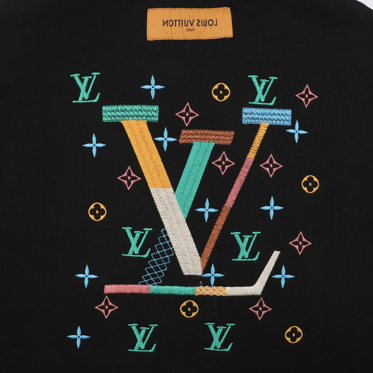 Louis Vuitton Black Multicolor Monogram Embroidered Crewneck Sweatshirt