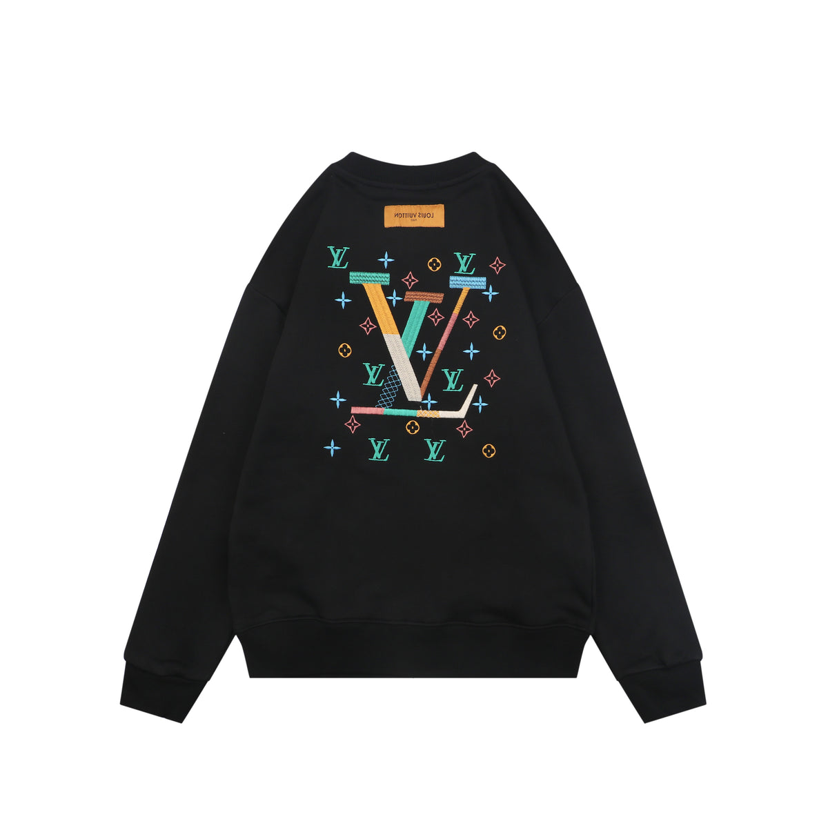Louis Vuitton Black Multicolor Monogram Embroidered Crewneck Sweatshirt