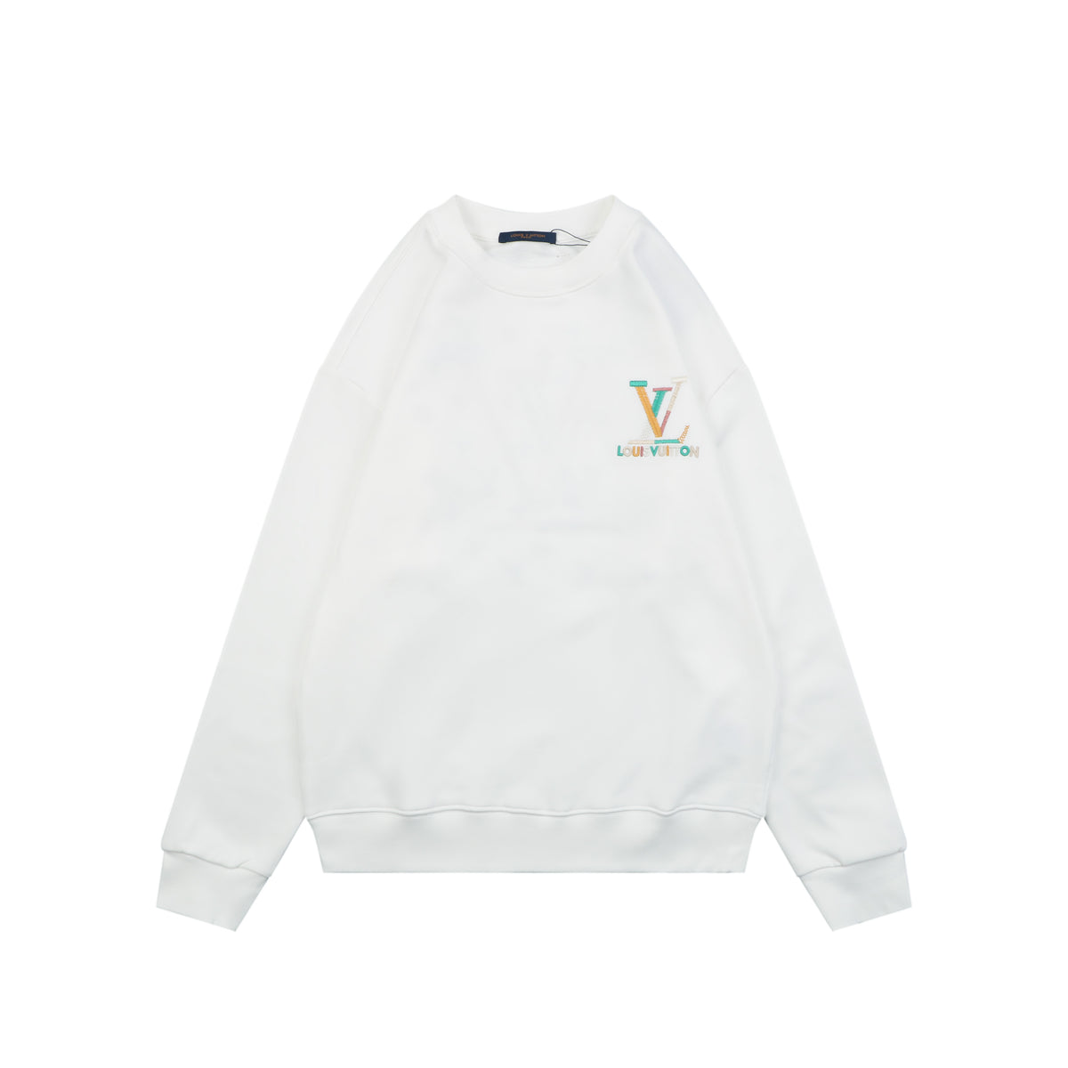 Louis Vuitton White Multicolor Monogram Embroidered Crewneck Sweatshirt