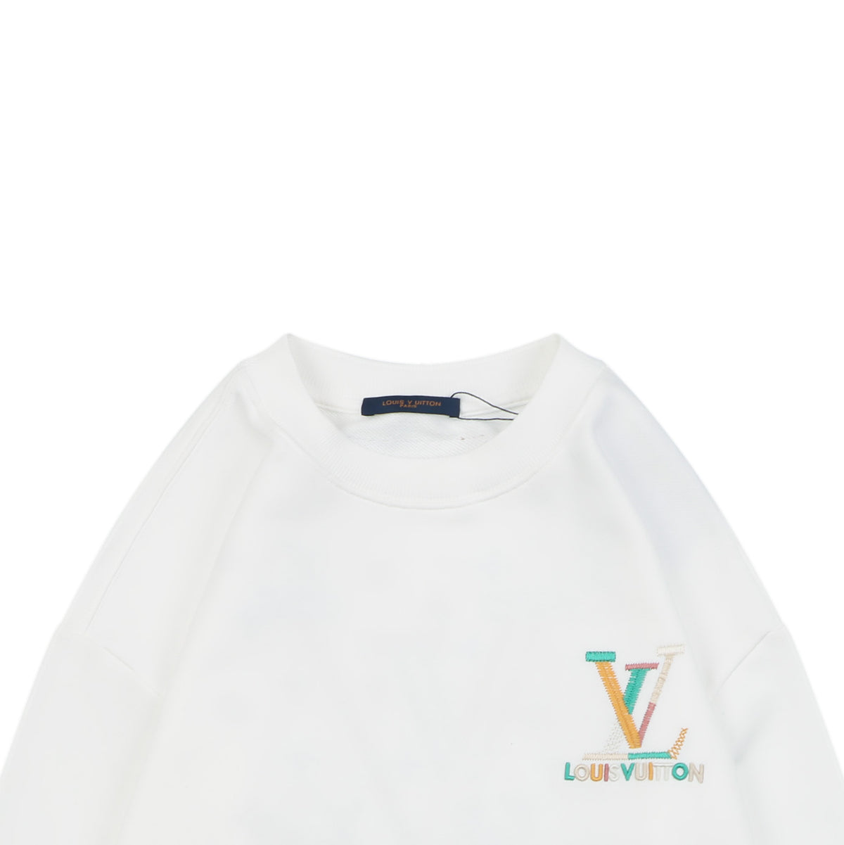 Louis Vuitton White Multicolor Monogram Embroidered Crewneck Sweatshirt