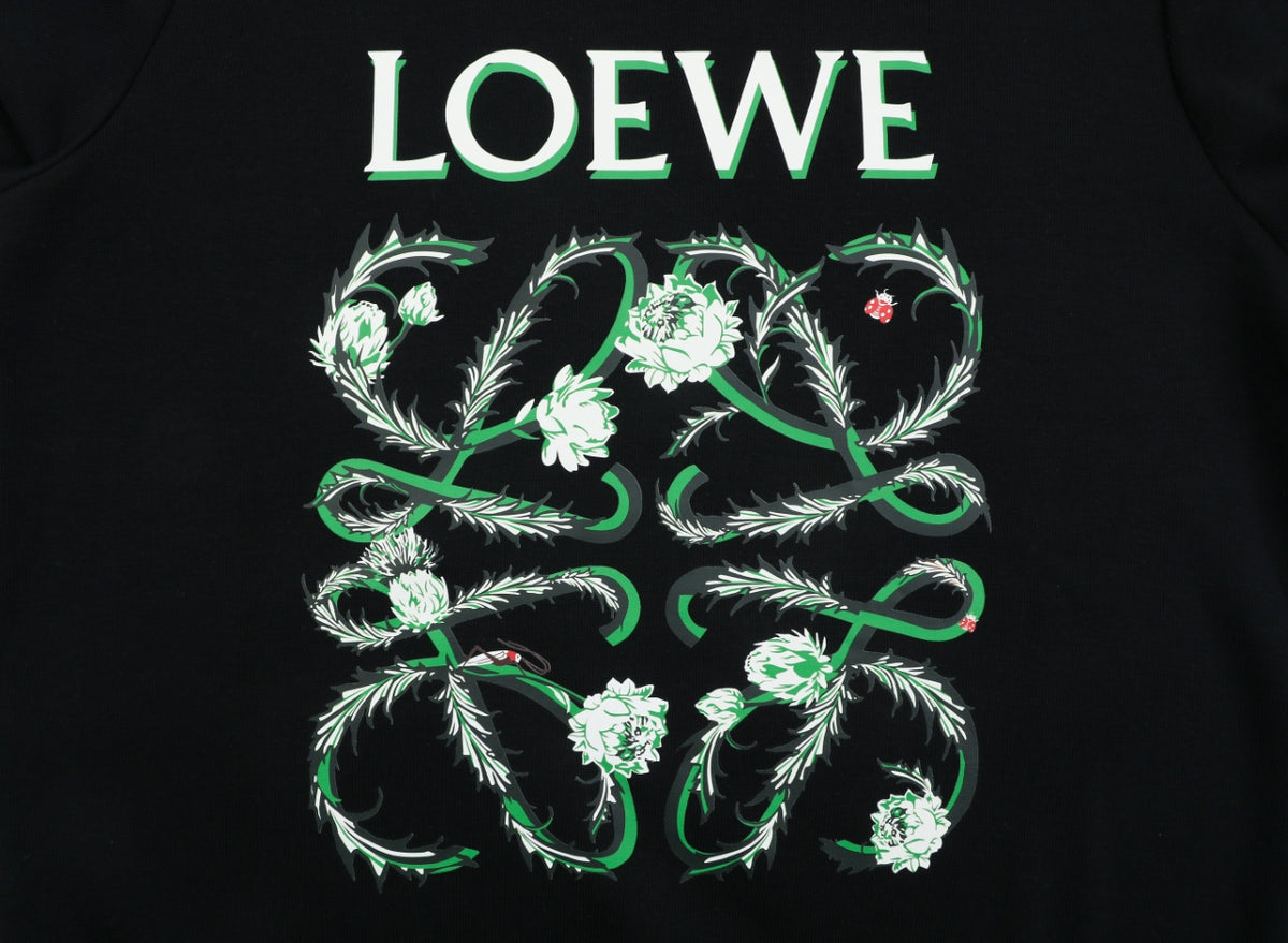 Loewe Black Floral Anagram Print Crewneck Sweatshirt