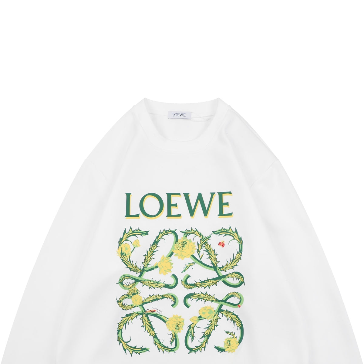 Loewe White Floral Anagram Print Crewneck Sweatshirt