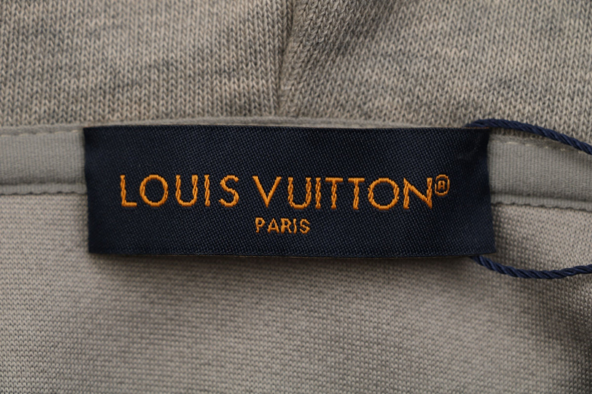 Louis Vuitton Taupe Raised Circular LV Badge Zip-Up Hoodie