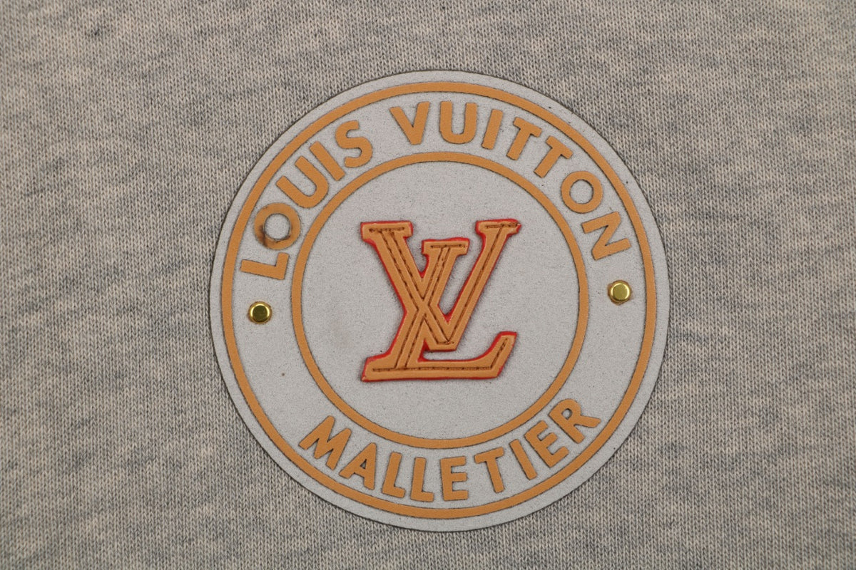 Louis Vuitton Taupe Raised Circular LV Badge Zip-Up Hoodie