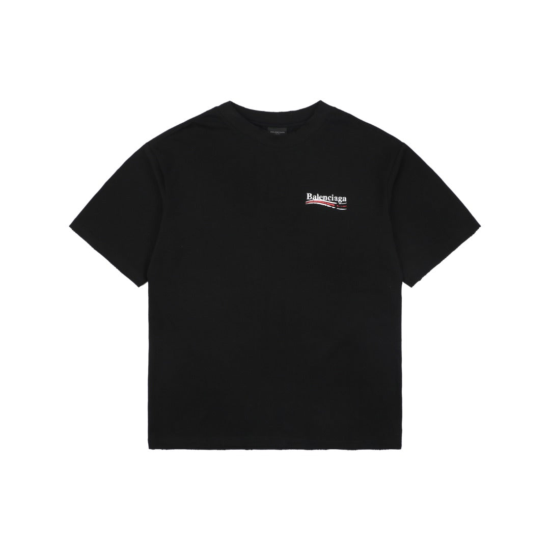 Balenciaga Distressed Cola-Style Logo T-Shirt - Black