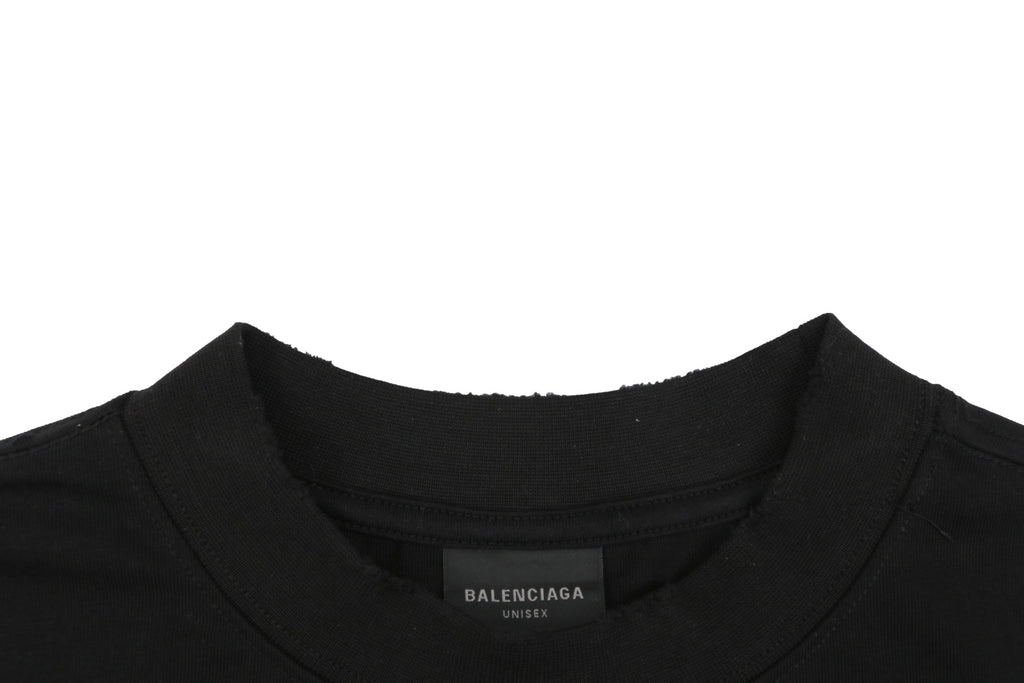 Balenciaga Distressed Cola-Style Logo T-Shirt - Black