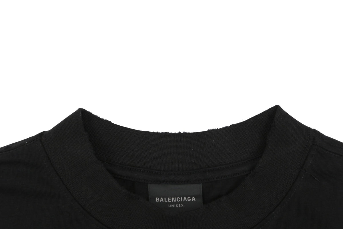 Balenciaga Distressed Cola-Style Logo T-Shirt - Black