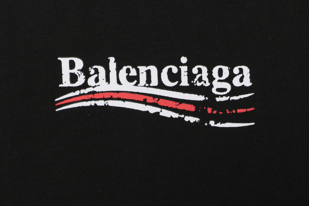 Balenciaga Distressed Cola-Style Logo T-Shirt - Black