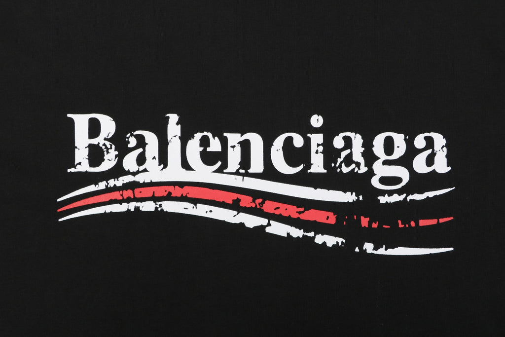 Balenciaga Distressed Cola-Style Logo T-Shirt - Black