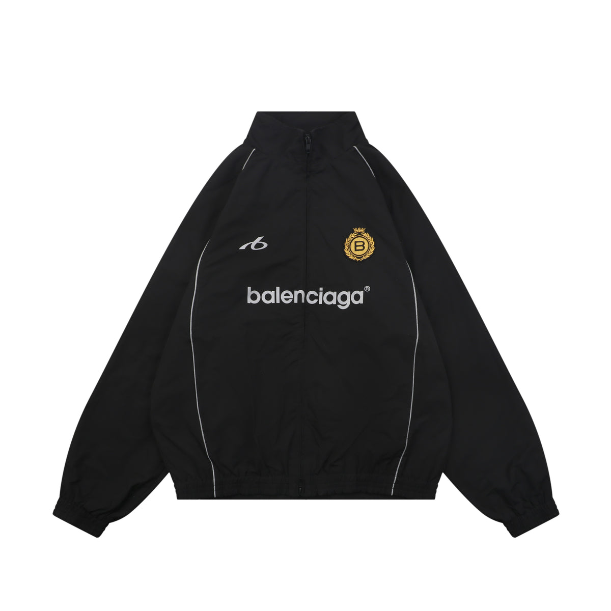 Balenciaga Number 10 Football Crest Stand-Collar Jacket - Black