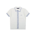 Louis Vuitton Blue-Trim Jacquard Short-Sleeve Shirt - White