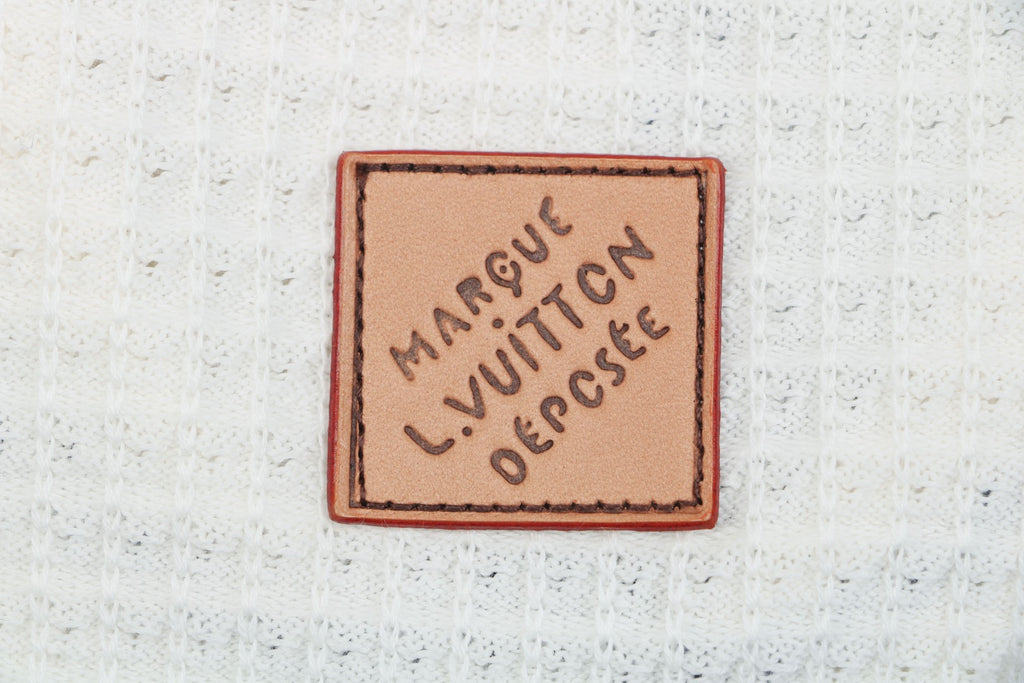 Louis Vuitton Blue-Trim Jacquard Short-Sleeve Shirt - White
