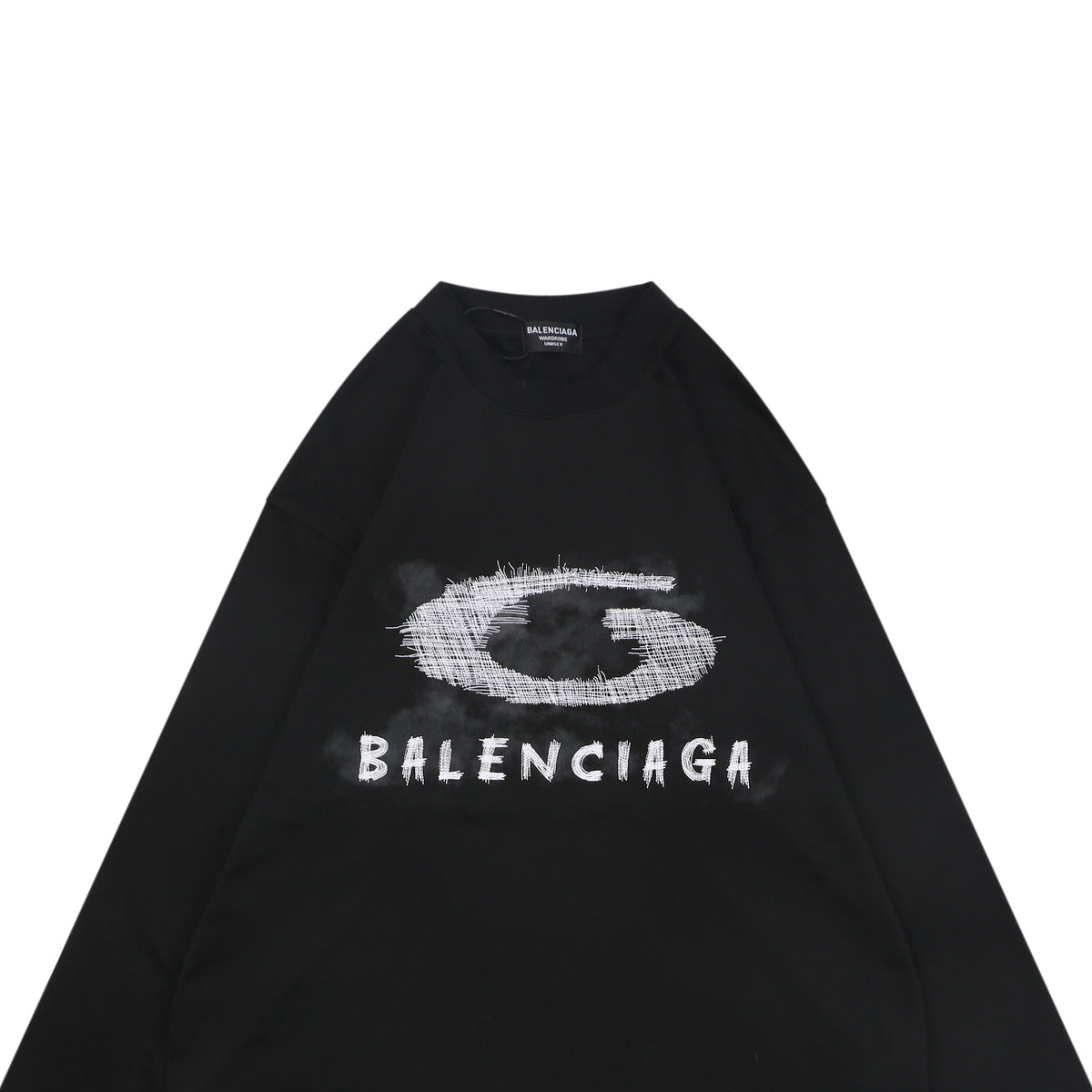 Balenciaga Smoke Ring Logo Long-Sleeve T-Shirt - Black