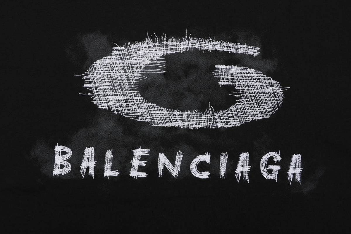 Balenciaga Smoke Ring Logo Long-Sleeve T-Shirt - Black