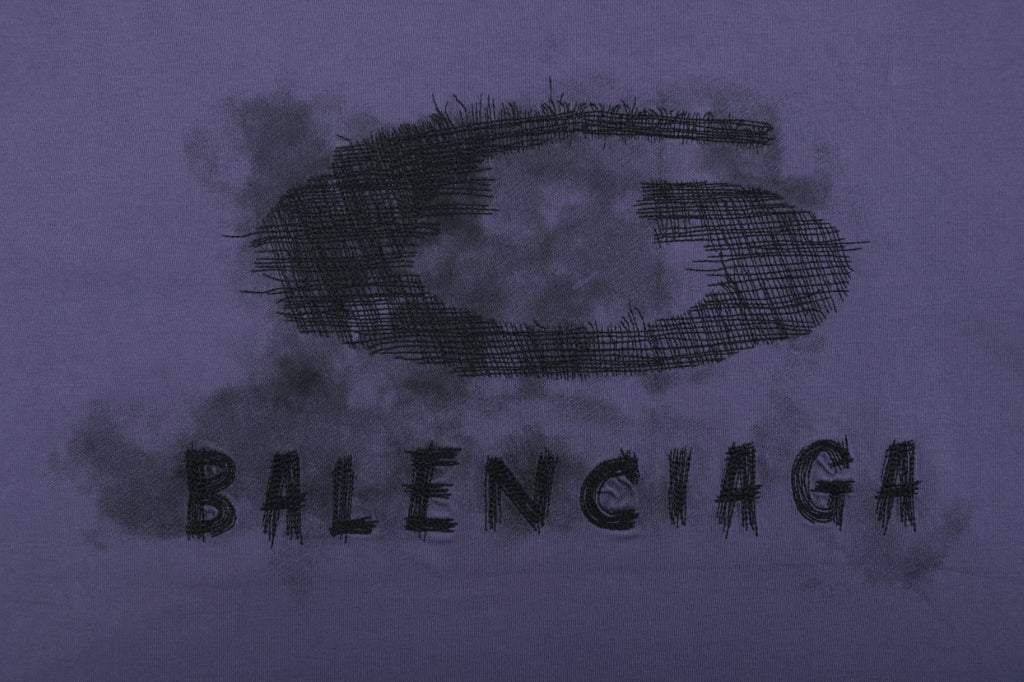 Balenciaga Smoke Ring Logo Long-Sleeve T-Shirt - Purple