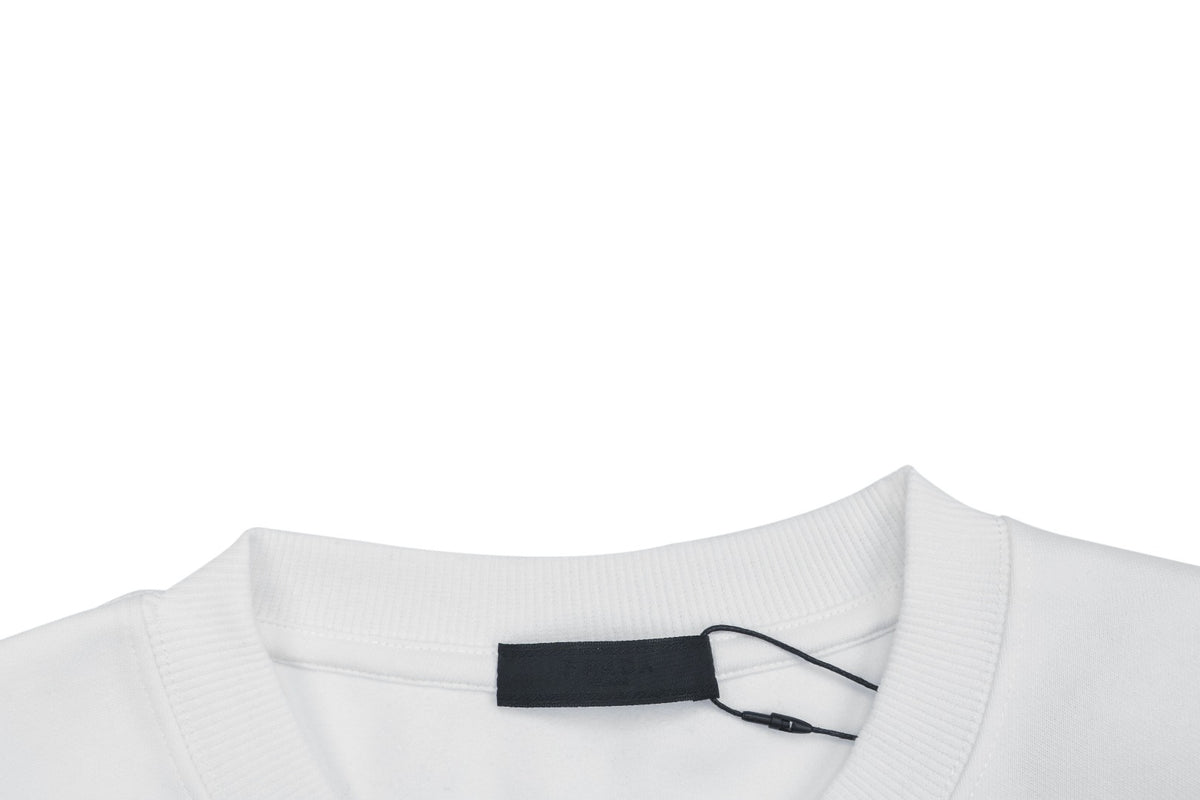 Prada Zipper-Effect Triangle Logo Print Crewneck Sweatshirt - White